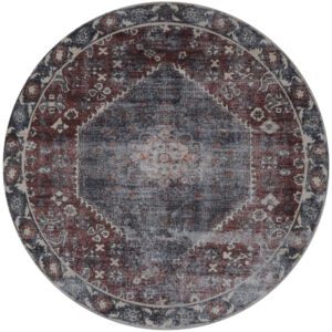 Vloerkleed Madel Rond Rood/Blauw 200 cm - Afbeelding 2