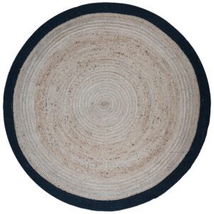 Vloerkleed Jute Rond Naturel/Zwart 120 cm - Afbeelding 2