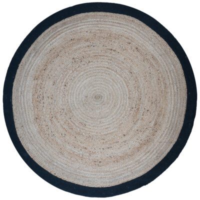 Vloerkleed Jute Rond Naturel/Zwart 120 cm