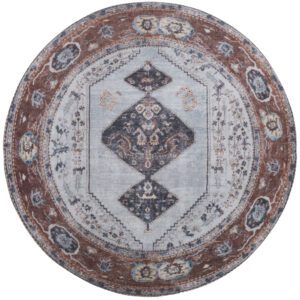 Vloerkleed Karaca Antraciet/Brown 09 Rond 200 cm - Afbeelding 2