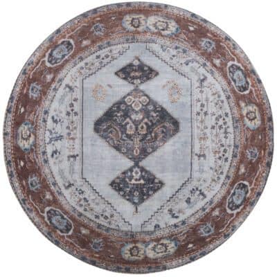 Vloerkleed Karaca Antraciet/Brown 09 Rond 120 cm