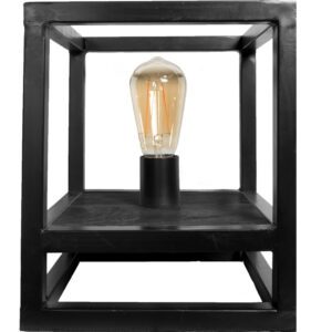 Tafellamp Vintage Zwart MangohoutOp voorraad: Binnen 1 - 3 werkdagen in huis!