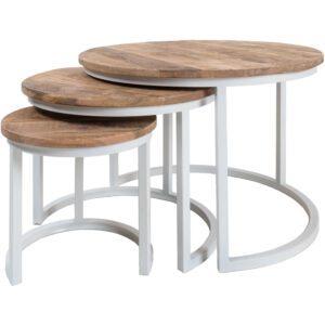 Salontafel Set van 3 - Industrile Salontafelset Erjan - Wit Te bestellen met een levertijd van 4 - 6 weken