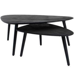 Salontafel Jamal - Zwart Mangohout - Set van 2Op voorraad: Binnen 1 - 3 werkdagen in huis!