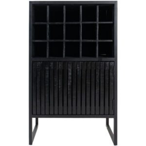 Wijnkast Loek 90 x 55 cm - Zwart MangohoutOp voorraad: Binnen 1 - 3 werkdagen in huis!