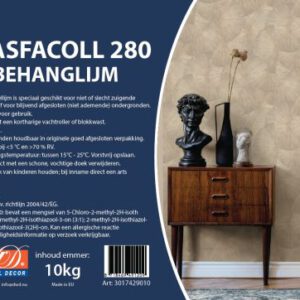Behanglijm voor slecht zuigende muren – Glasfacoll 280 – emmer 10kg – kant en klaar