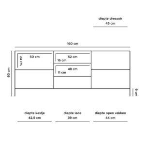 TV Dressoir Luuk Hout 160 cm - Afbeelding 3