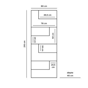 Vakkenkast Huub Hout 210 x 80 cm - Roomdivider - Afbeelding 4