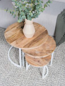 Salontafel Set van 3 - Industrile Salontafelset Erjan - Wit - Afbeelding 3