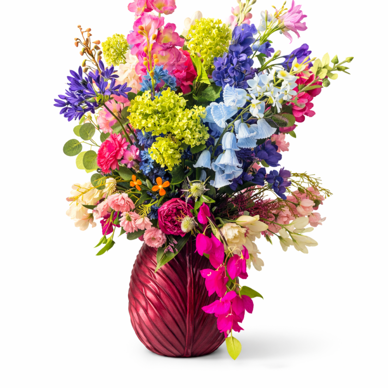 Zijden bloemenboeket in oud-roze vaas – Classic Chic 92cm