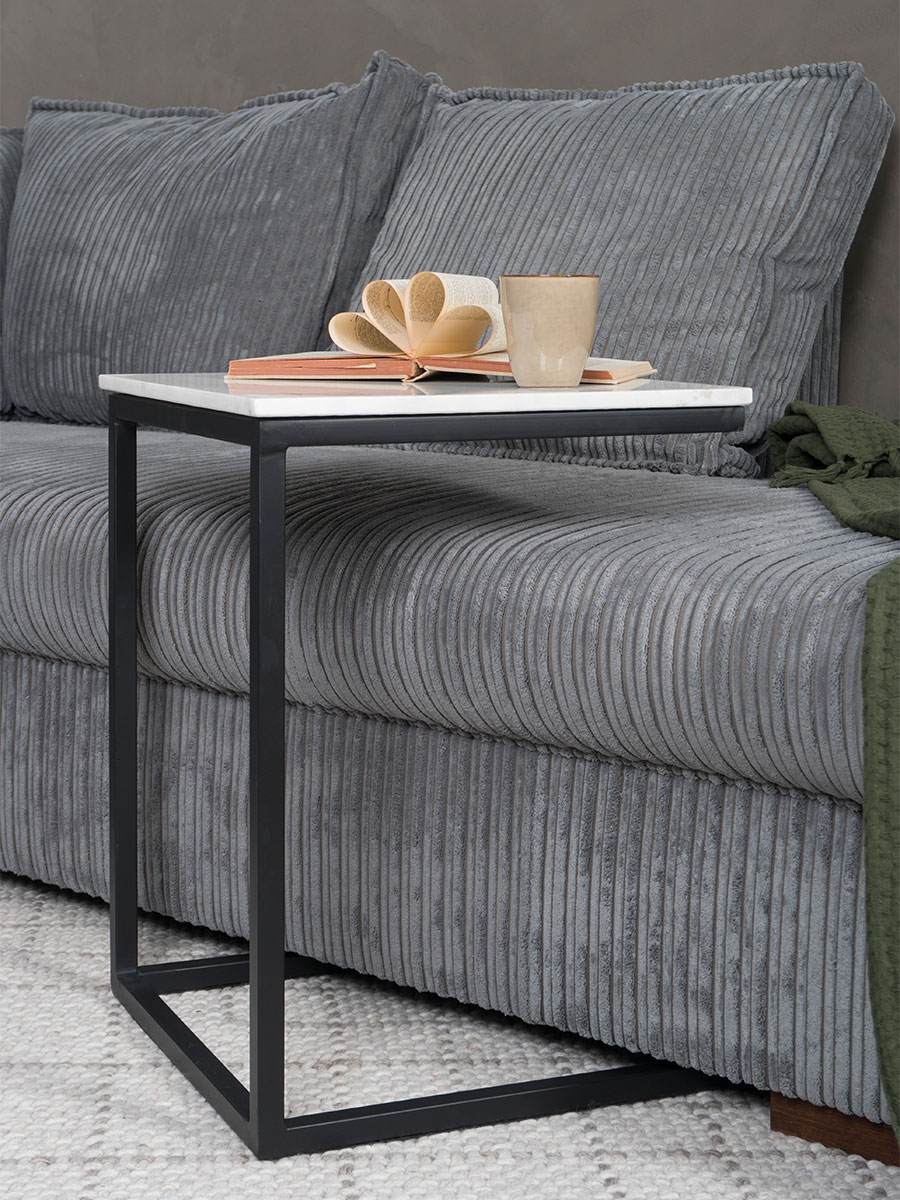 Laptoptafel Mitch Marmer - Wit/Zwart 2 Laptoptafel Mitch Marmer - Wit/Zwart - Afbeelding 2