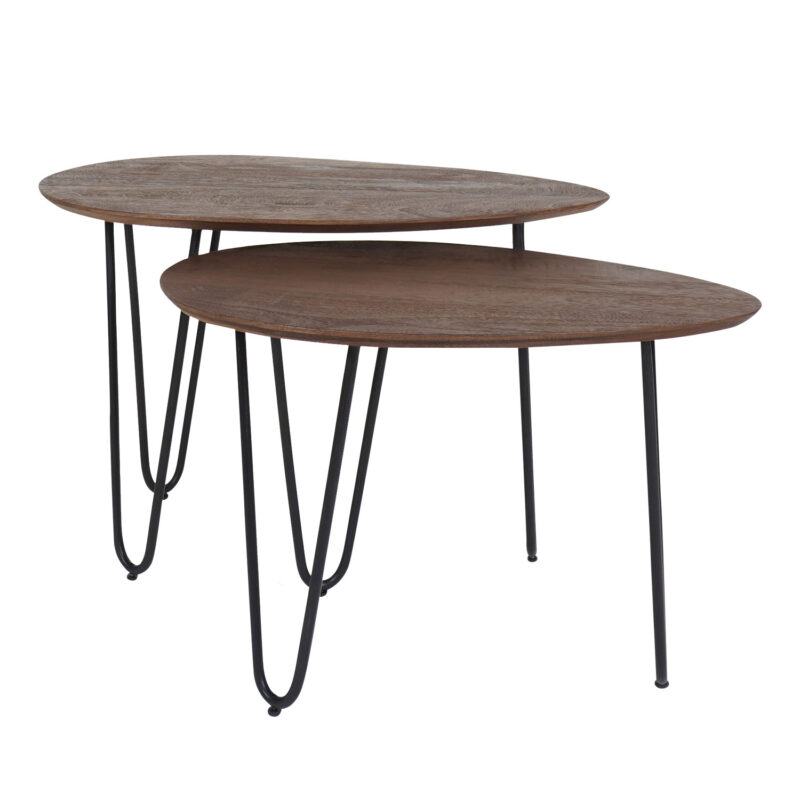 Salontafel Fabio - Espresso Mangohout - Set van 2 | BlokWoonWereld