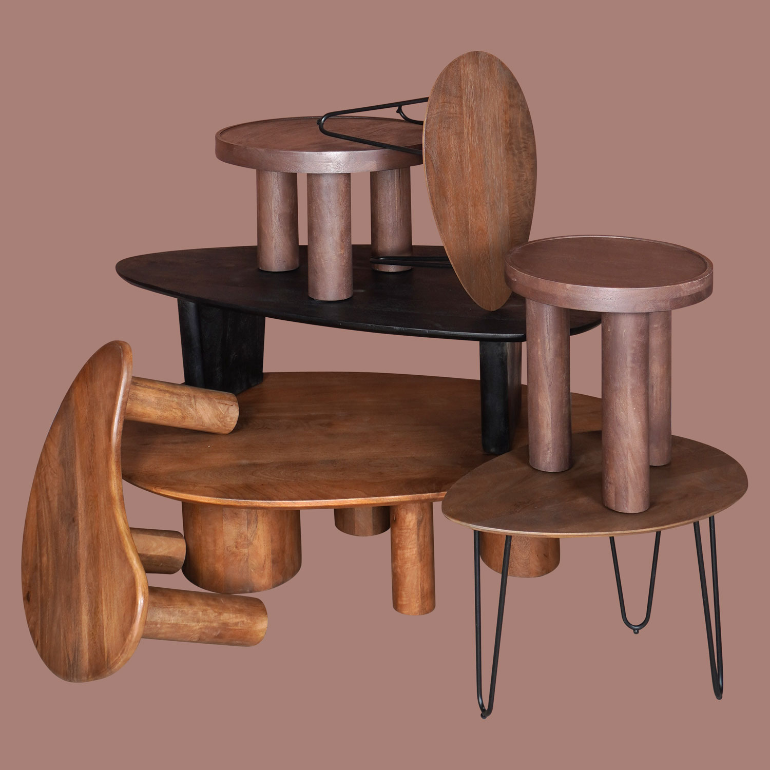 Salontafel Rudo 135 x 75 cm - Zwart Mangohout 5 Salontafel Rudo 135 x 75 cm - Zwart Mangohout - Afbeelding 5