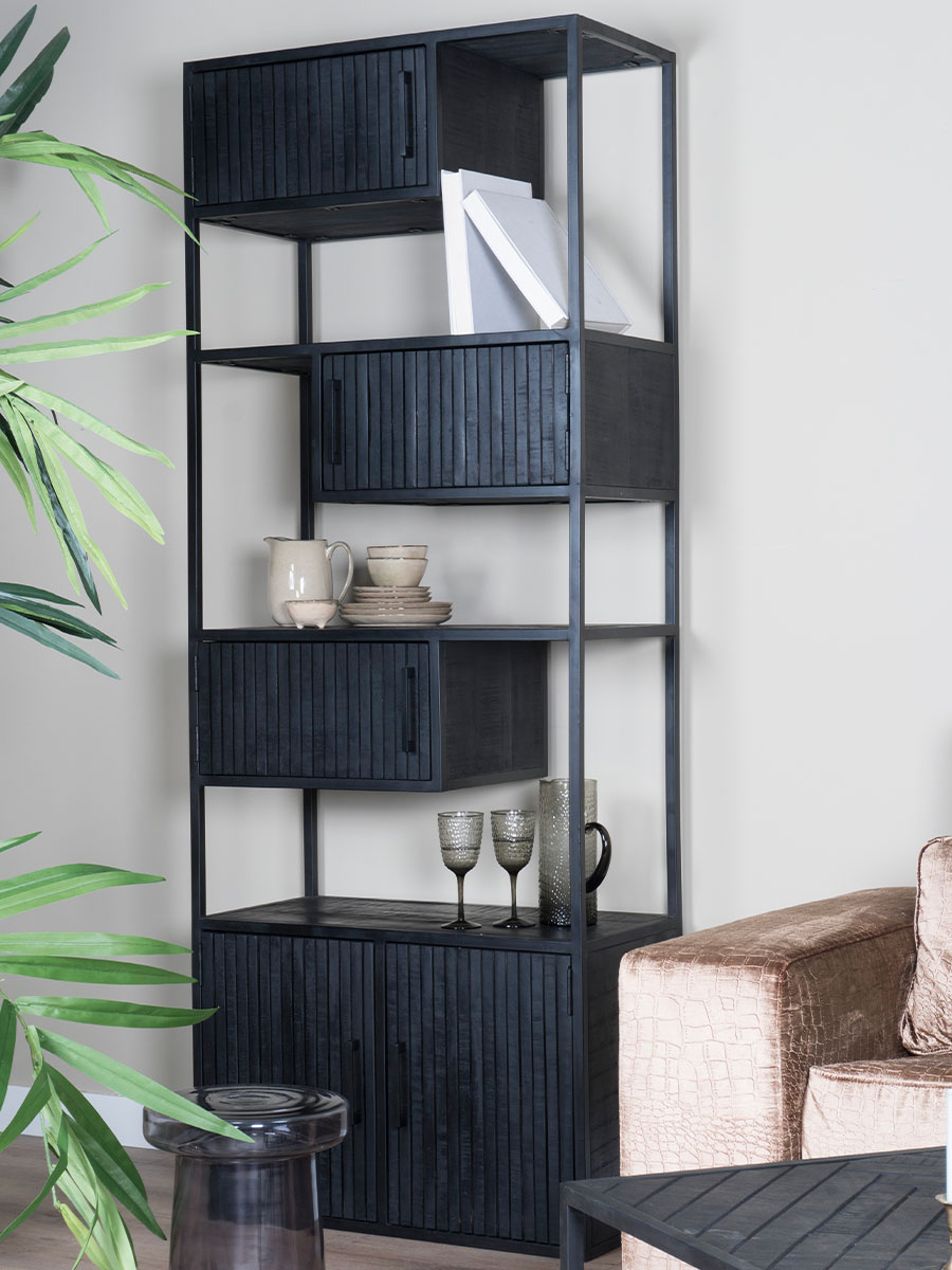 Kast Loek 210 x 80 cm - Zwart Mangohout - Afbeelding 2