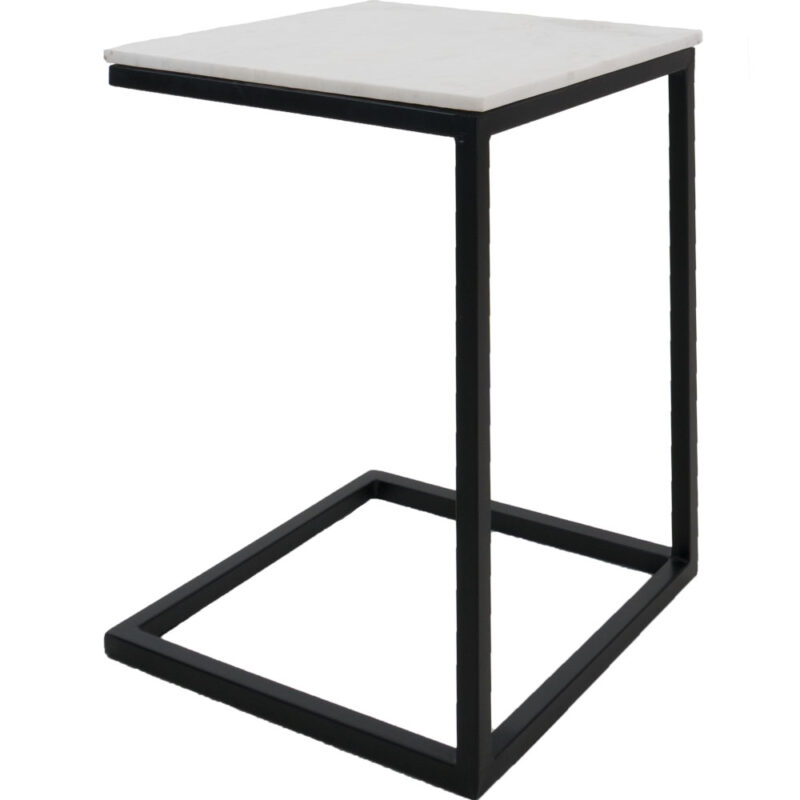 Laptoptafel Mitch Marmer - Wit/Zwart | BlokWoonWereld