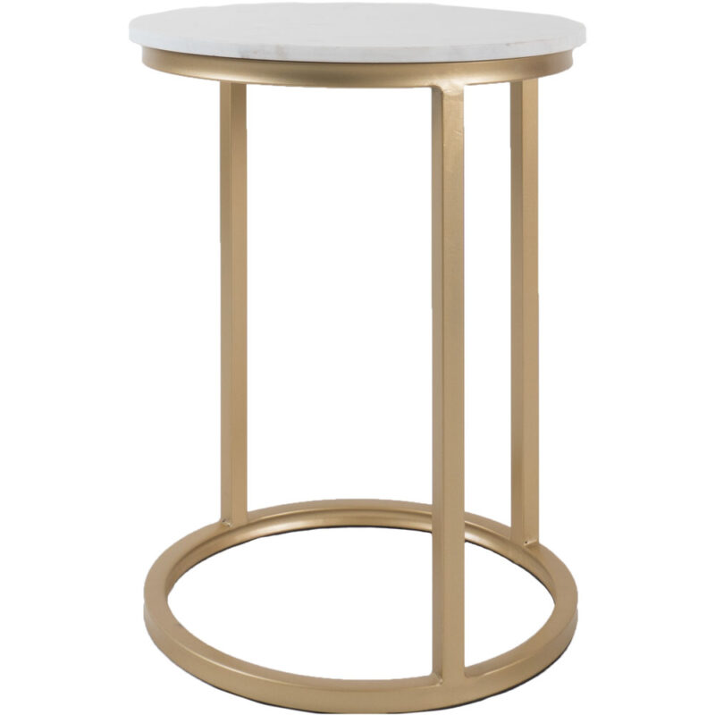 Laptoptafel Mitch Marmer Rond - Wit/Goud | BlokWoonWereld