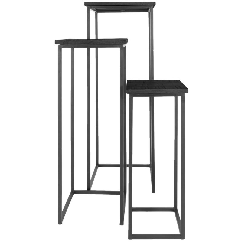 Plantentafels Sam Vierkant - Set van 3 - Zwart Mangohout | BlokWoonWereld