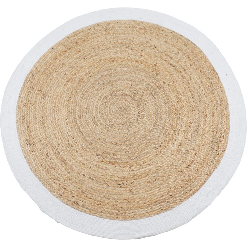 Vloerkleed Jute Rond Naturel/Wit ø120 cm | BlokWoonWereld