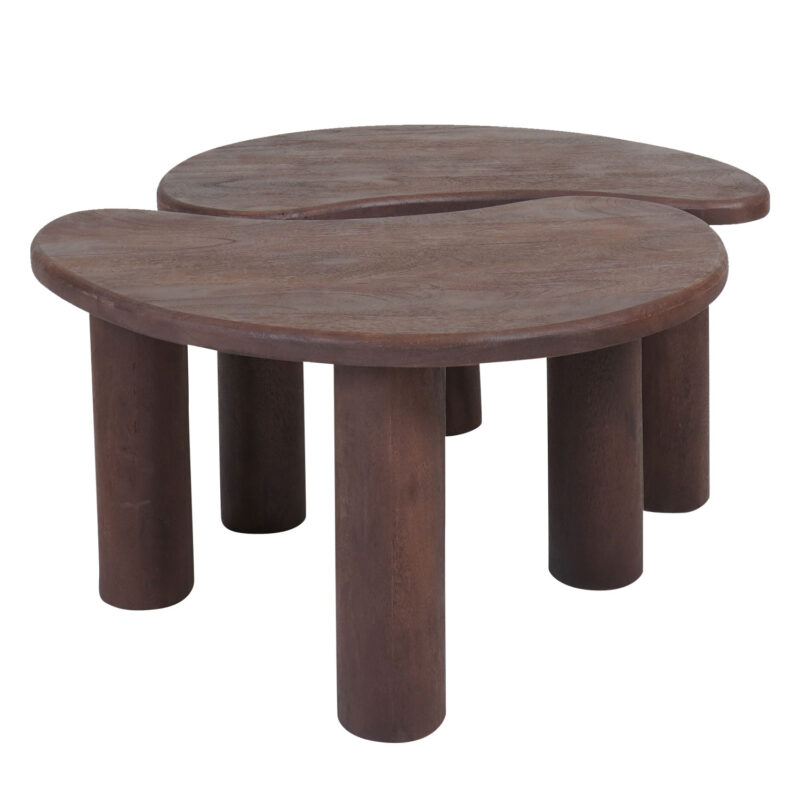 Salontafel Lina - Espresso Mangohout - Set van 2 | BlokWoonWereld