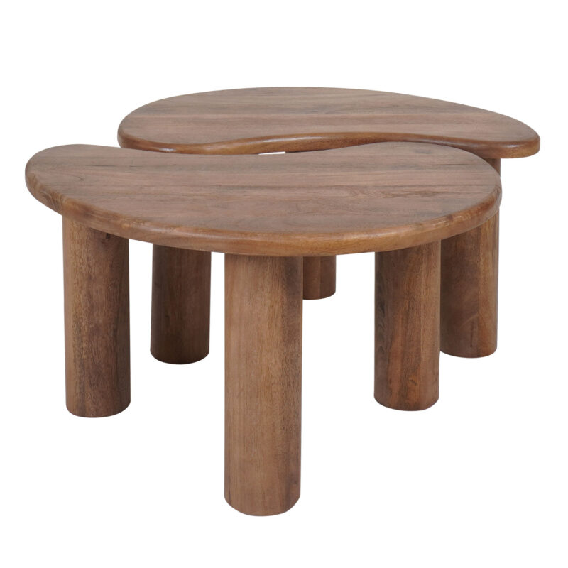 Salontafel Lina - Mangohout - Set van 2 | BlokWoonWereld