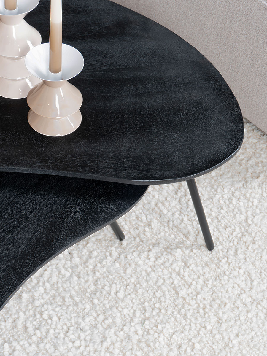 Salontafel Ludo Zwart - Organisch - Set van 2 2 Salontafel Ludo Zwart - Organisch - Set van 2 - Afbeelding 2