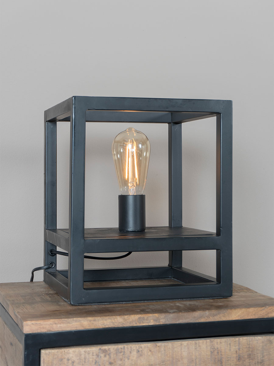 Tafellamp Vintage Zwart Mangohout - Afbeelding 2