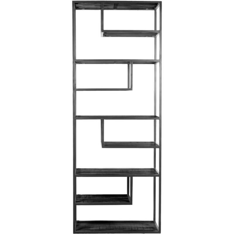 Vakkenkast Huub Zwart Mangohout 210 x 80 cm - Roomdivider | BlokWoonWereld