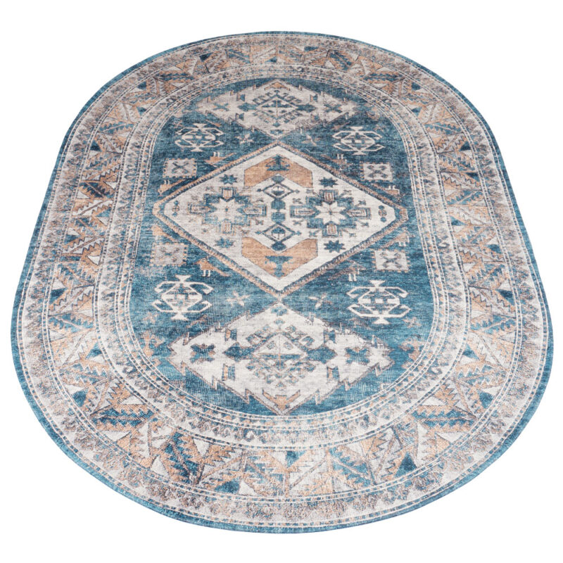 Vloerkleed Laria Blue 4 - Ovaal 200 x 290 cm | BlokWoonWereld