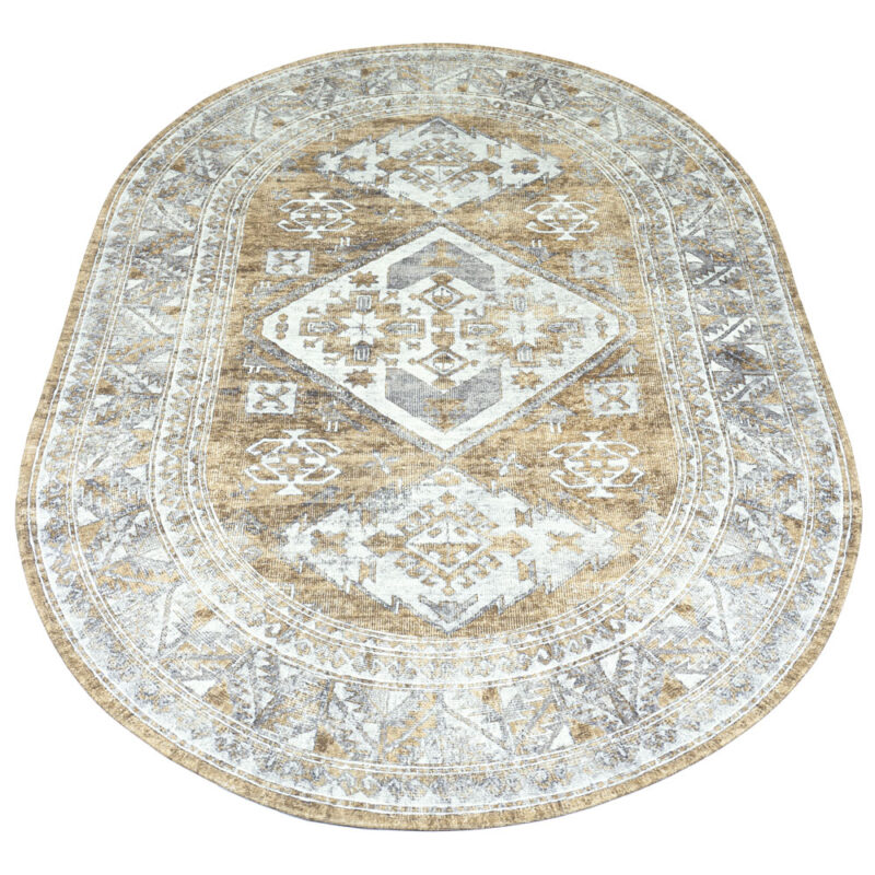 Vloerkleed Laria Brown 5 - Ovaal 200 x 290 cm | BlokWoonWereld