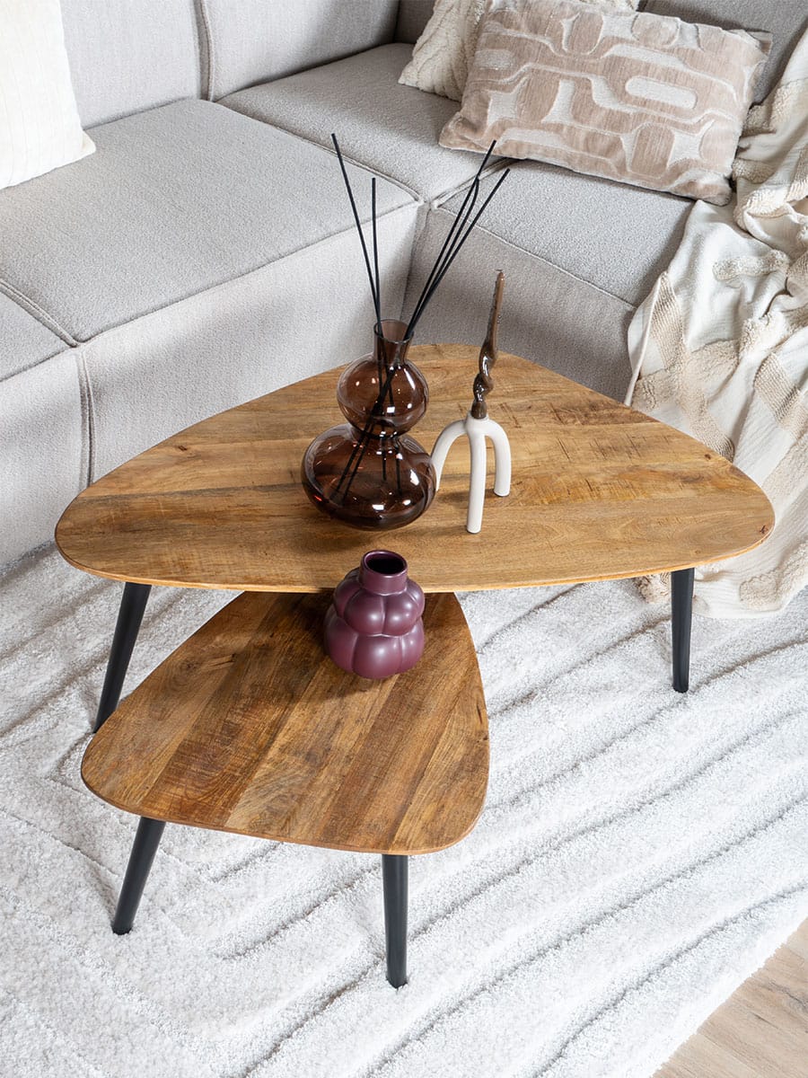 Salontafel Jamal - Mangohout - Set van 2 - Afbeelding 2