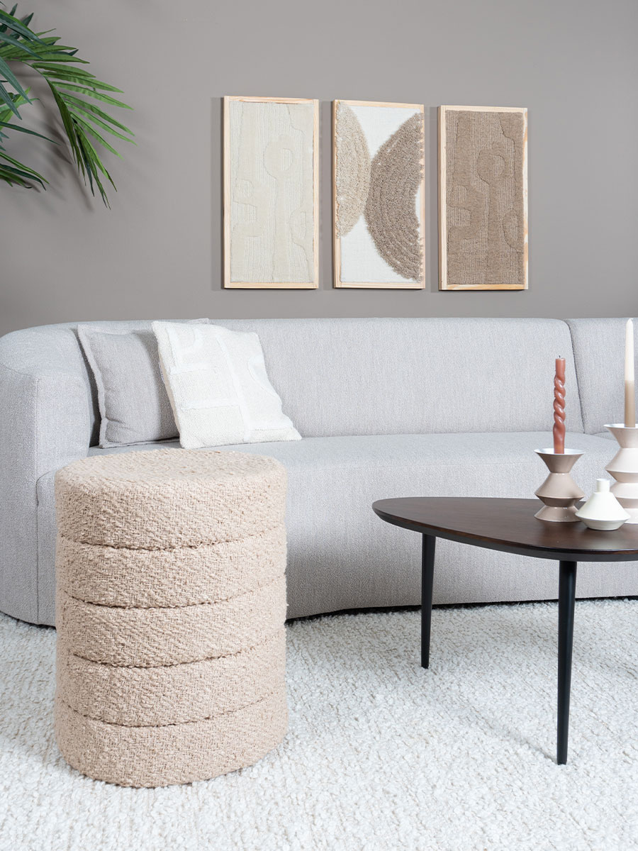Poef Rosa Beige 53 x ø43 cm - Afbeelding 2
