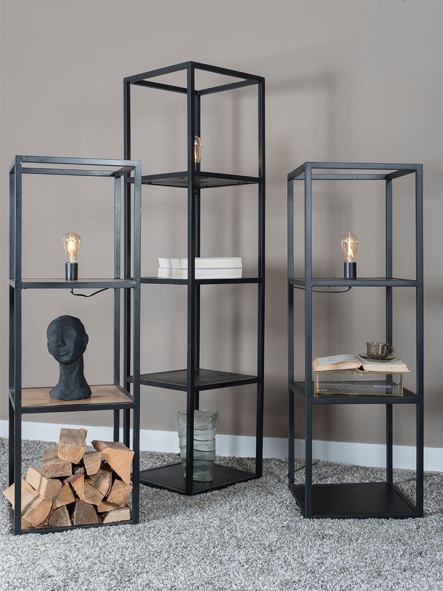 Vloerlamp Vintage Zwart Mangohout 120 cm - Afbeelding 2