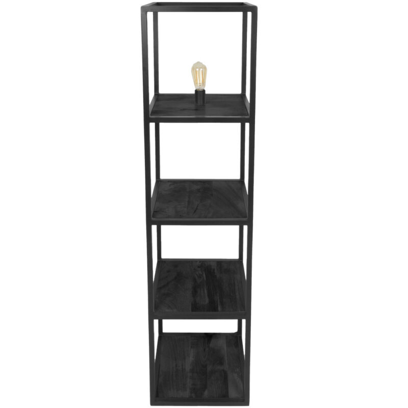 Vloerlamp Vintage Zwart Mangohout 160 cm | BlokWoonWereld