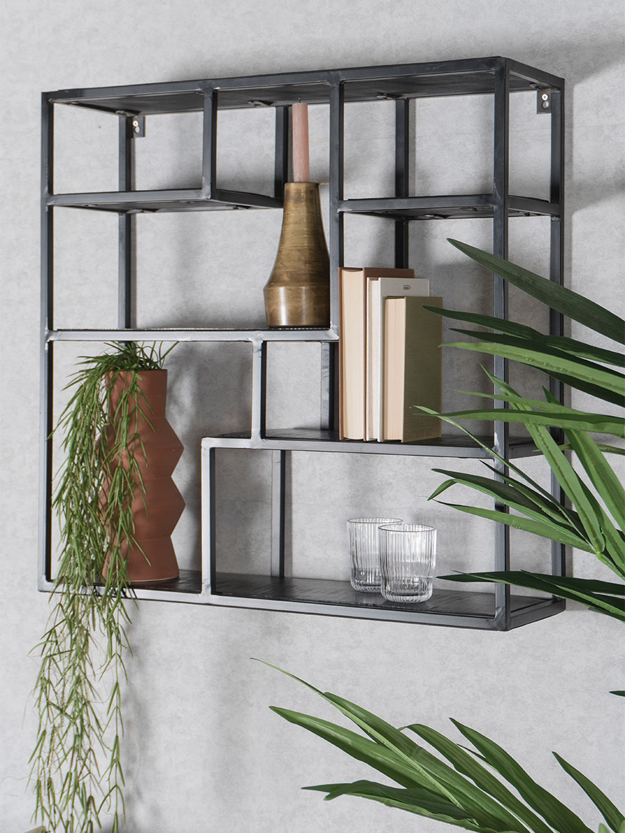 Wandkast Huub Zwart Mangohout - 73 x 73 x 21 cm 2 Wandkast Huub Zwart Mangohout - 73 x 73 x 21 cm - Afbeelding 2