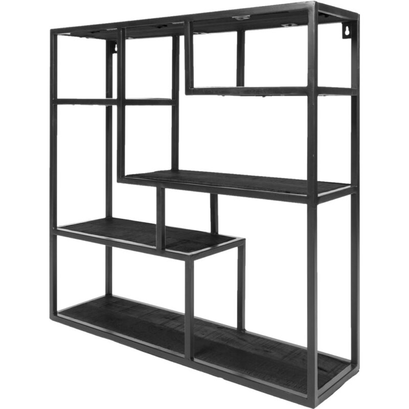 Wandkast Huub Zwart Mangohout - 73 x 73 x 21 cm | BlokWoonWereld