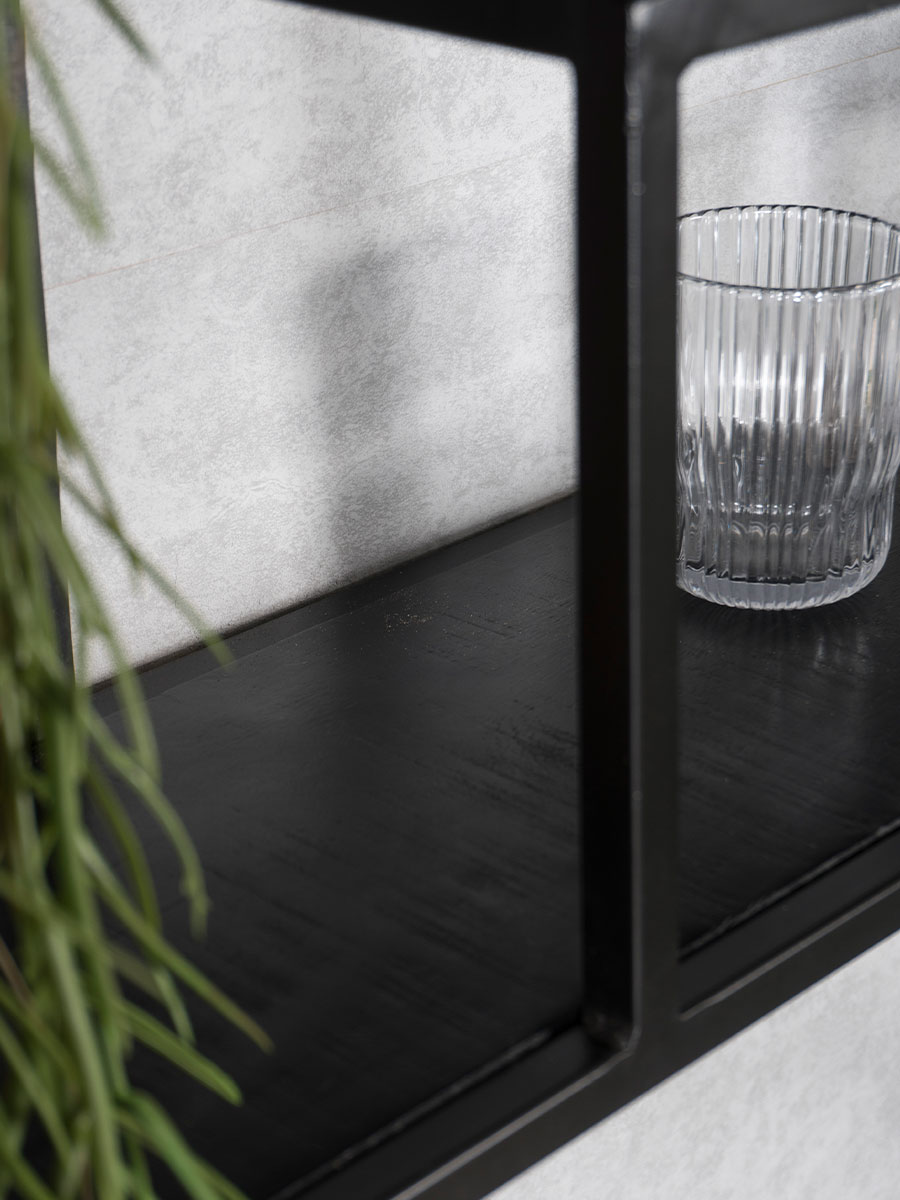 Wandkast Huub Zwart Mangohout - 73 x 73 x 21 cm 3 Wandkast Huub Zwart Mangohout - 73 x 73 x 21 cm - Afbeelding 3