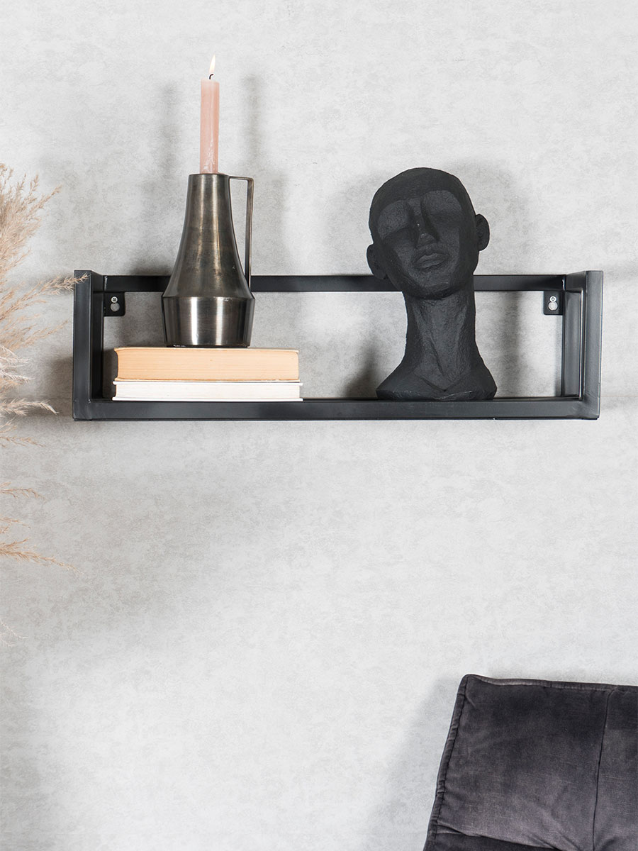 Wandplank Vintage Zwart Mangohout - Set van 2 Klein - Afbeelding 2