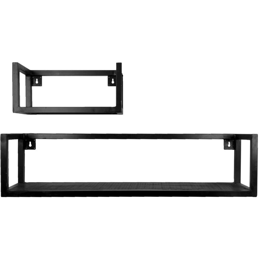 Wandplank Vintage Zwart Mangohout - Set van 2 Klein | BlokWoonWereld