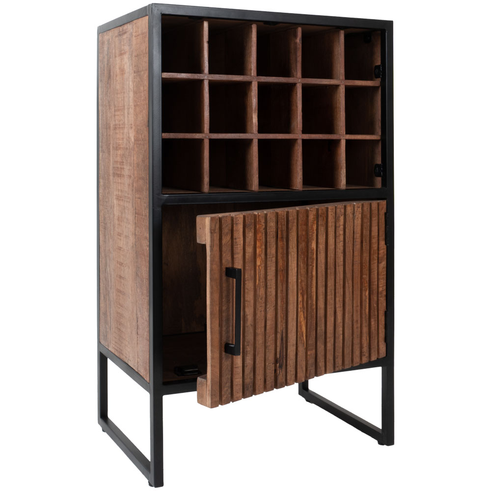 Wijnkast Loek 90 x 55 cm - Bruin Mangohout 2 Wijnkast Loek 90 x 55 cm - Bruin Mangohout - Afbeelding 2