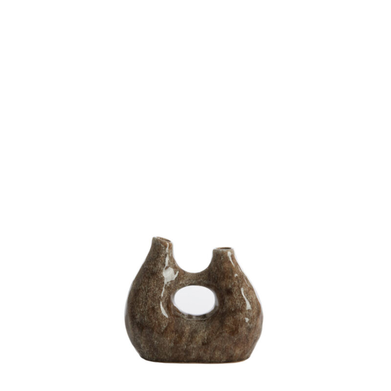 Vaas deco 24,5x11x21,5 cm KATHA keramiek glans bruin