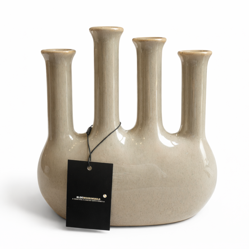 Keramische multi kandelaar – Naturel beige