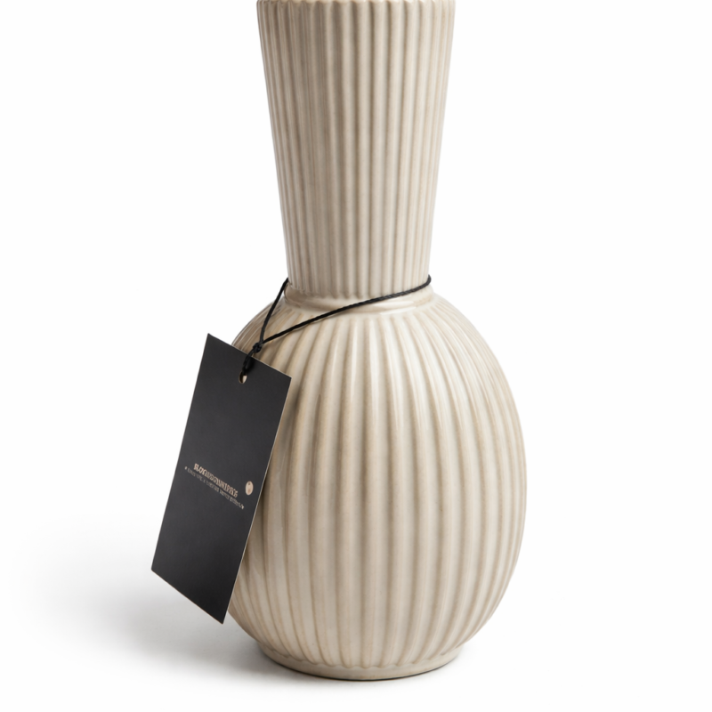 Keramische vaas Ribbel – Zand / Beige