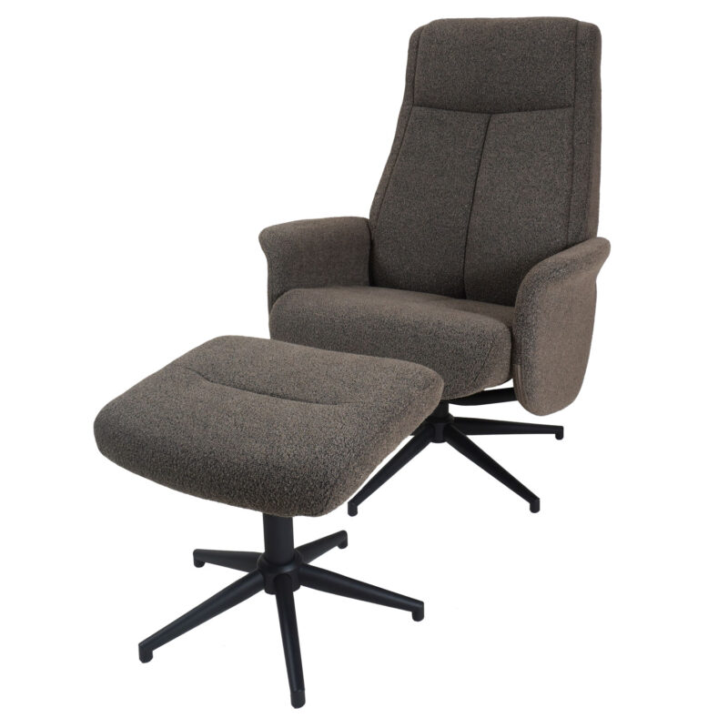 Relaxfauteuil Bindy + Hocker - Bouclé - Brown | BlokWoonWereld