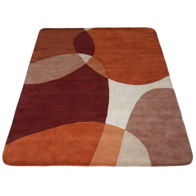 Vloerkleed Abstract Terra/Bruin - Rounded Corners 230 x 330 cm | BlokWoonWereld