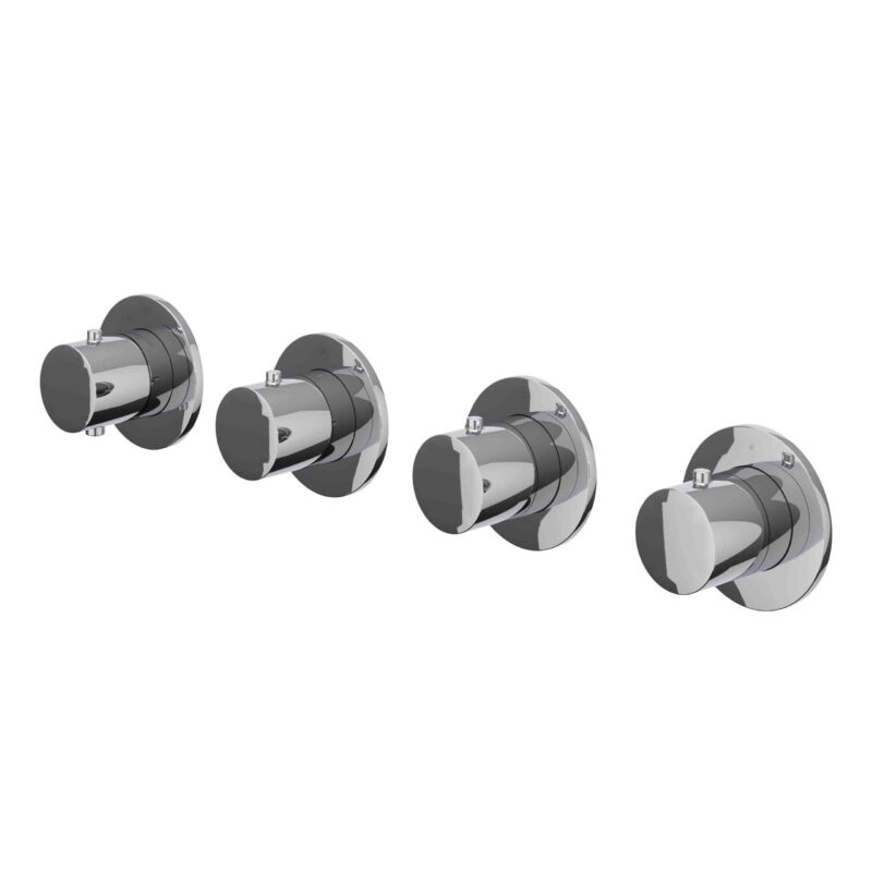 Winkelwagen 6 Afbouwdeel inbouwthermostaat met 3 stopkranen symmetry met ronde rozetten