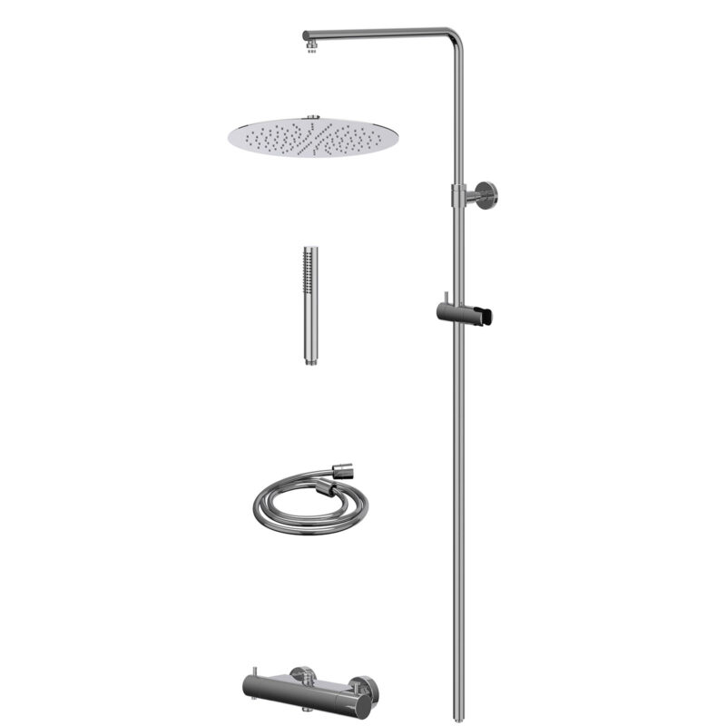 Regendoucheset thermostatisch opbouw set R30cmSL en staafmodel BlokWoonWereld Bond