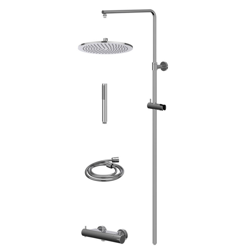 Regendoucheset thermostatisch opbouw set R30cmME en staafmodel BlokWoonWereld Bond