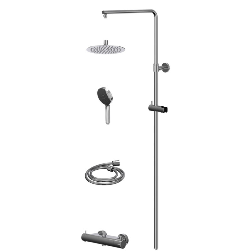 Winkelwagen 29 Regendoucheset thermostatisch opbouw set R20cmSL en 3-standen handdouche