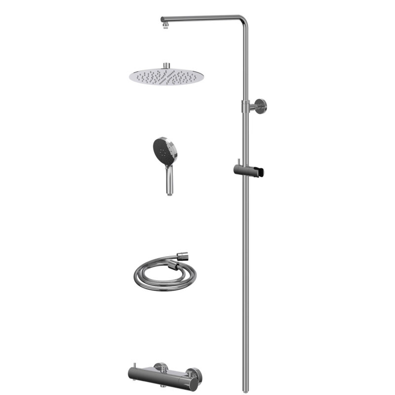 Winkelwagen 16 Regendoucheset thermostatisch opbouw set R25cmSL en 3-standen handdouche BlokWoonWereld Bond