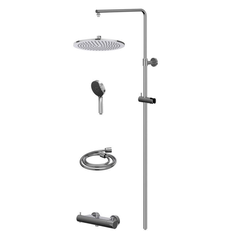 Winkelwagen 11 Regendoucheset thermostatisch opbouw set R30cmME en 3-standen handdouche BlokWoonWereld Bond